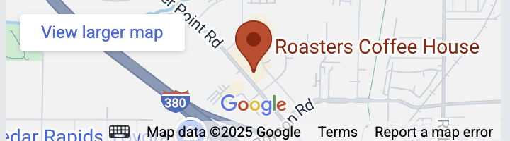 Map showing Roasters Coffee House location
